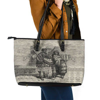 Whanau Maori Language Leather Tote Bag Te Reo Maori Inspired Art LT9 - Polynesian Pride