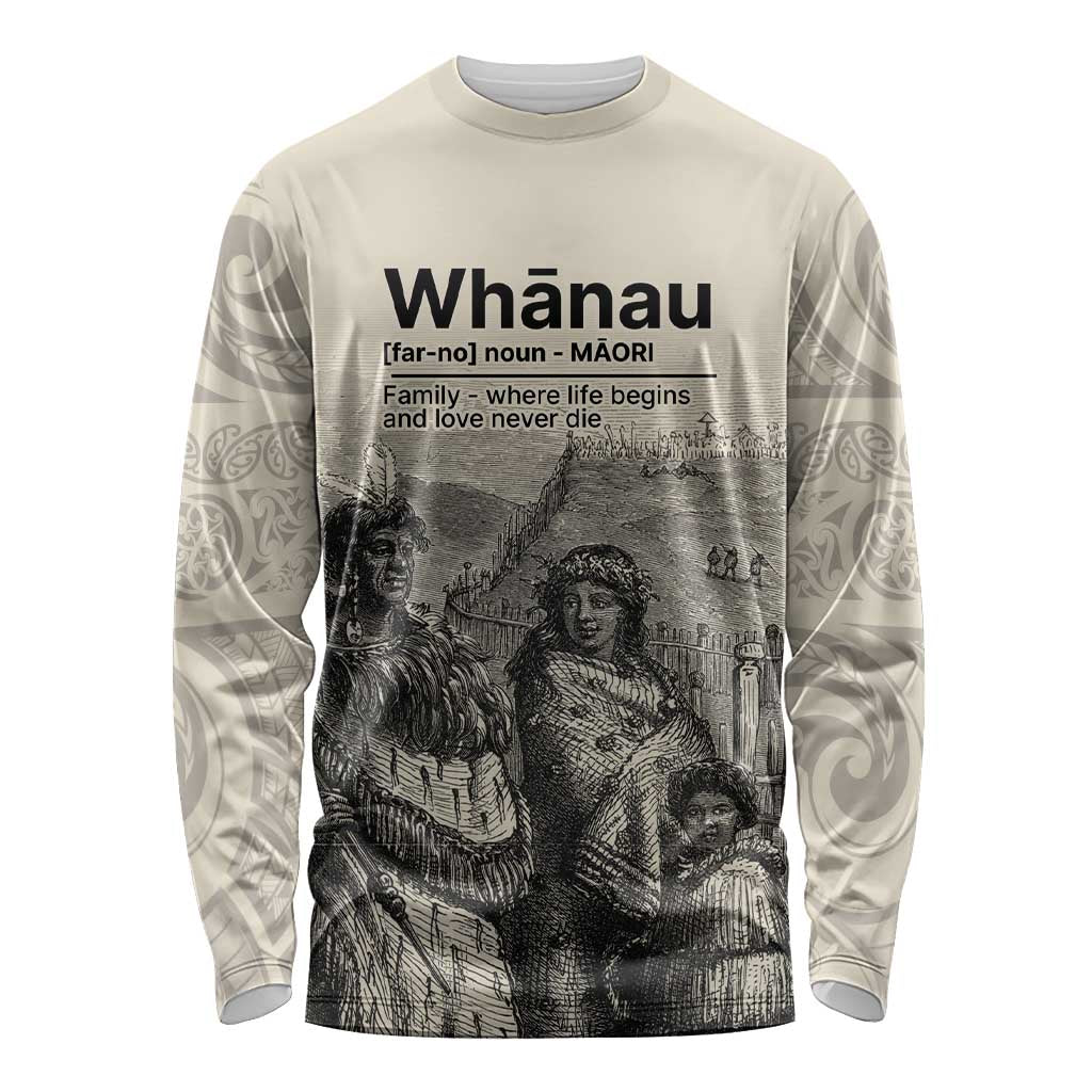 Whanau Maori Language Long Sleeve Shirt Te Reo Maori Inspired Art