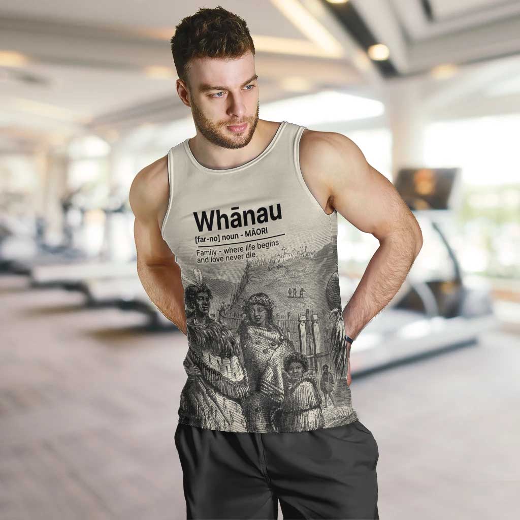 Whanau Maori Language Men Tank Top Te Reo Maori Inspired Art LT9 Nude - Polynesian Pride