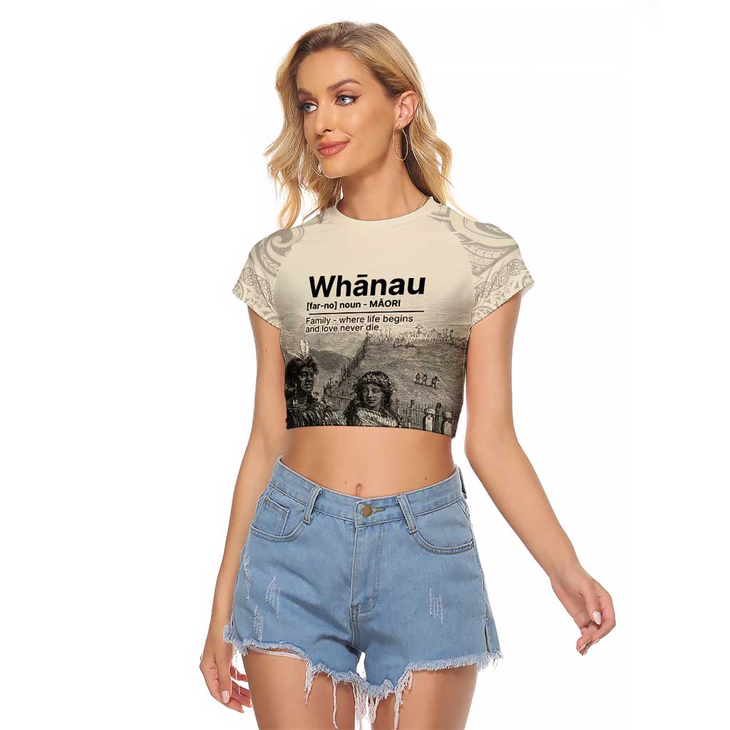 Whanau Maori Language Raglan Cropped T Shirt Te Reo Maori Inspired Art