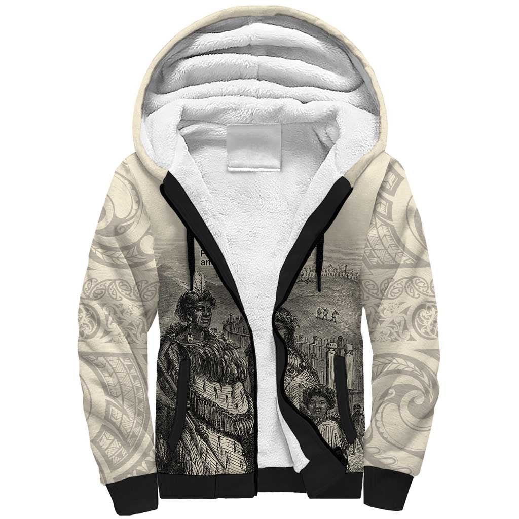 Whanau Maori Language Sherpa Hoodie Te Reo Maori Inspired Art LT9 Unisex Nude - Polynesian Pride