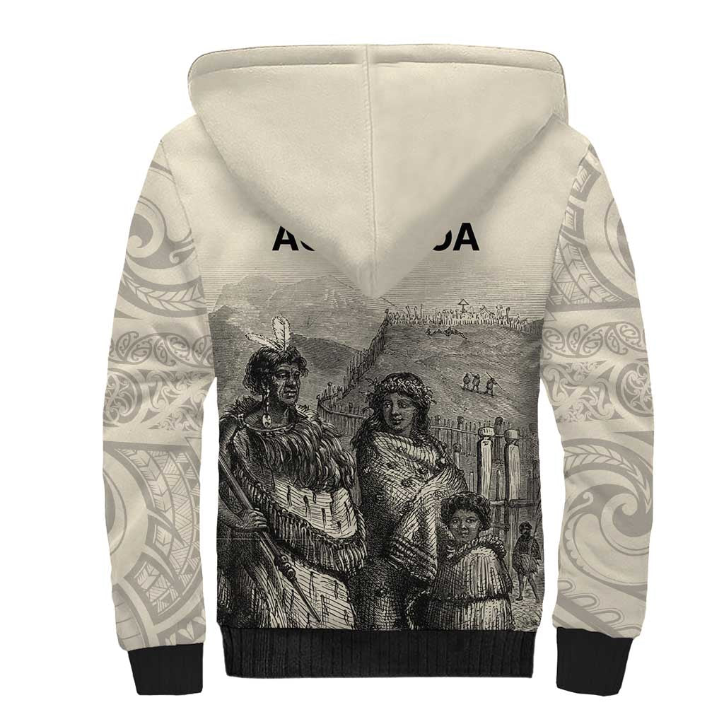Whanau Maori Language Sherpa Hoodie Te Reo Maori Inspired Art LT9 - Polynesian Pride