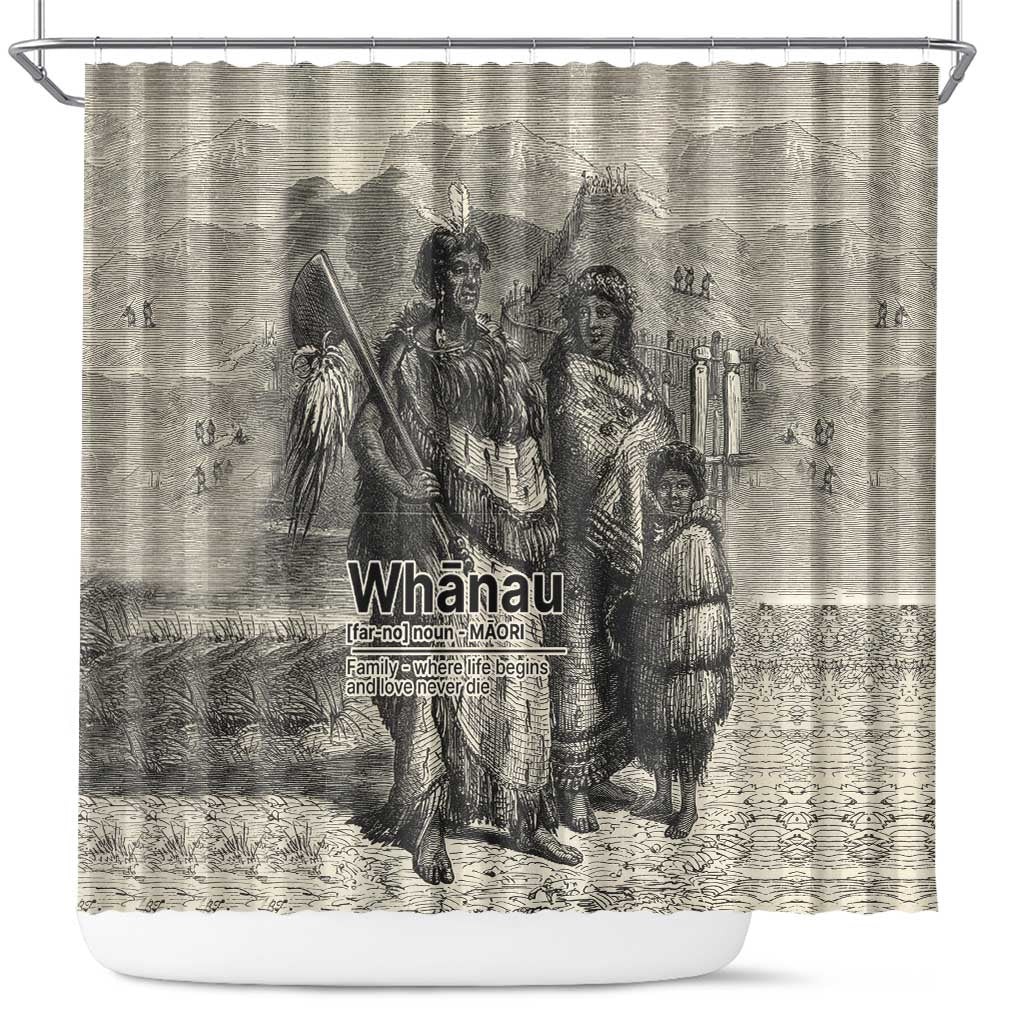 Whanau Maori Language Shower Curtain Te Reo Maori Inspired Art