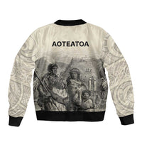 Whanau Maori Language Sleeve Zip Bomber Jacket Te Reo Maori Inspired Art LT9 - Polynesian Pride