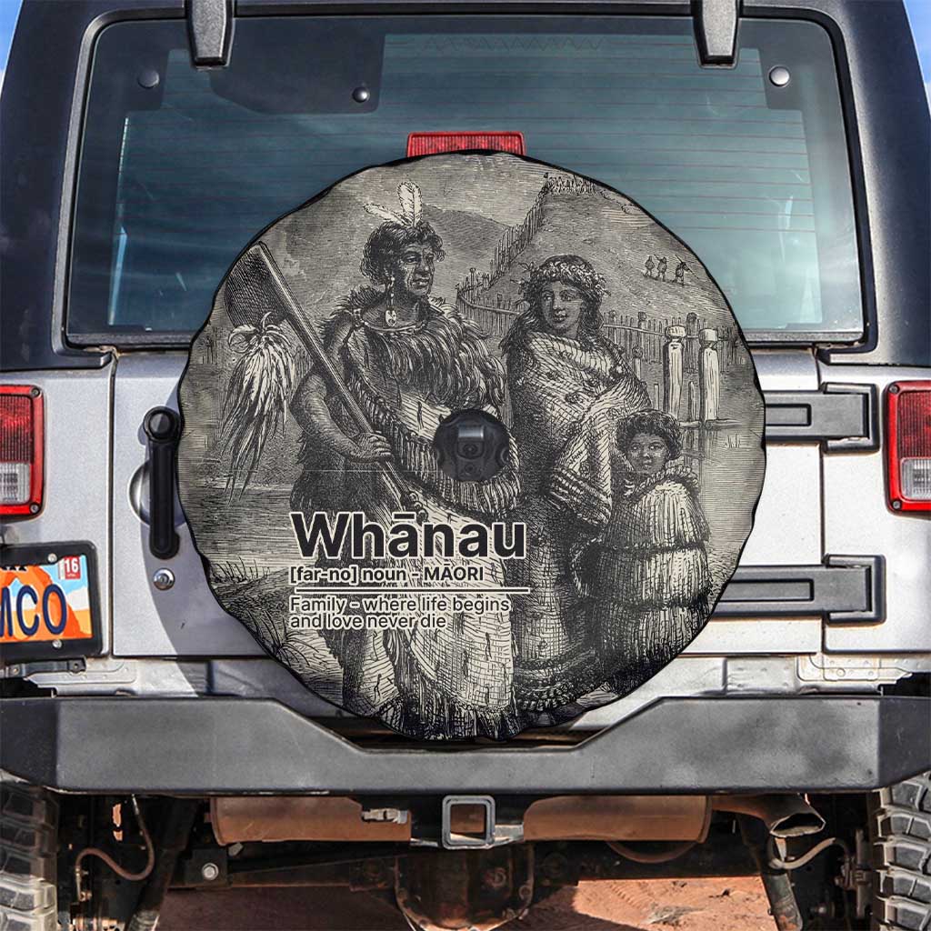 Whanau Maori Language Spare Tire Cover Te Reo Maori Inspired Art LT9 Nude - Polynesian Pride