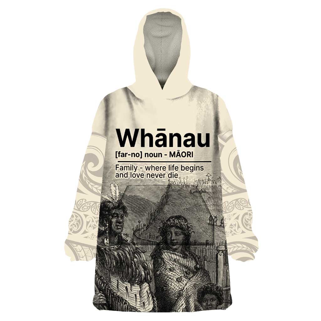 Whanau Maori Language Wearable Blanket Hoodie Te Reo Maori Inspired Art