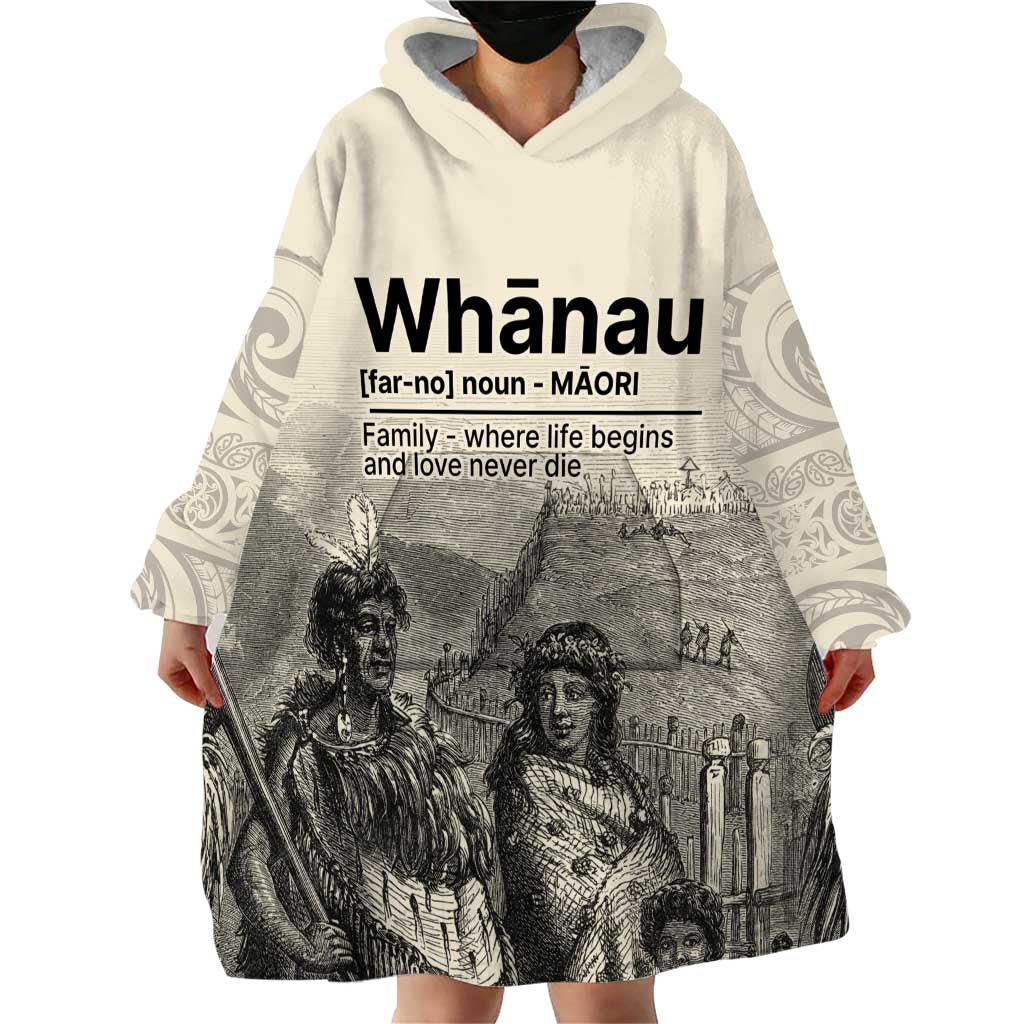 Whanau Maori Language Wearable Blanket Hoodie Te Reo Maori Inspired Art LT9 - Polynesian Pride