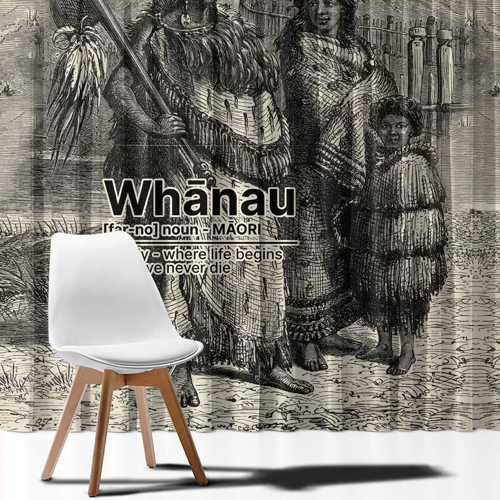 Whanau Maori Language Window Curtain Te Reo Maori Inspired Art LT9 - Polynesian Pride