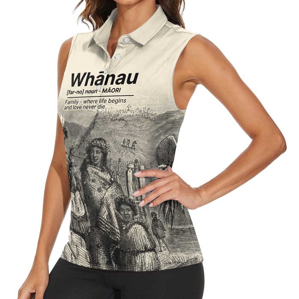 Whanau Maori Language Women Sleeveless Polo Shirt Te Reo Maori Inspired Art
