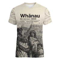 Whanau Maori Language Women V-Neck T-Shirt Te Reo Maori Inspired Art