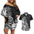 Polynesian Sunset Plumeria Couples Matching Off Shoulder Short Dress and Hawaiian Shirt Pacific Island Tribal Black Style LT9 Black - Polynesian Pride