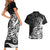 Polynesian Sunset Plumeria Couples Matching Short Sleeve Bodycon Dress and Hawaiian Shirt Pacific Island Tribal Black Style LT9 - Polynesian Pride