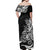 Polynesian Sunset Plumeria Off Shoulder Maxi Dress Pacific Island Tribal Black Style LT9 - Polynesian Pride