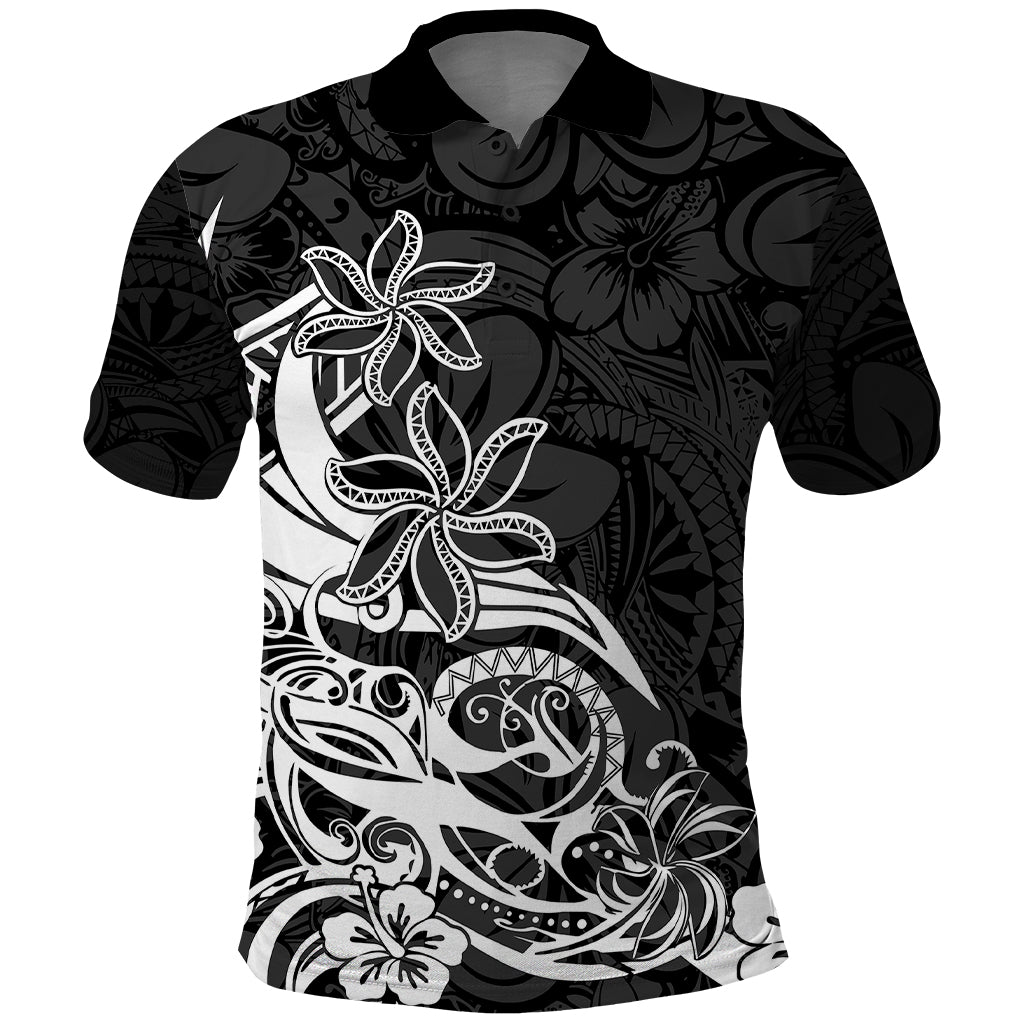 Polynesian Sunset Plumeria Polo Shirt Pacific Island Tribal Black Style LT9 Black - Polynesian Pride