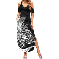 Polynesian Sunset Plumeria Summer Maxi Dress Pacific Island Tribal Black Style LT9 Women Black - Polynesian Pride