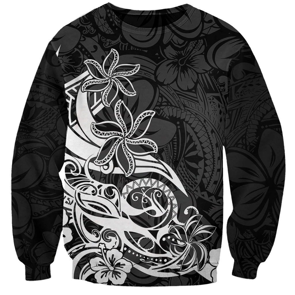 Polynesian Sunset Plumeria Sweatshirt Pacific Island Tribal Black Style LT9 Unisex Black - Polynesian Pride