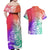 Polynesian Sunset Plumeria Couples Matching Off Shoulder Maxi Dress and Hawaiian Shirt Pacific Island Tribal Blossom Style LT9 - Polynesian Pride