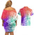 Polynesian Sunset Plumeria Couples Matching Off Shoulder Short Dress and Hawaiian Shirt Pacific Island Tribal Blossom Style LT9 - Polynesian Pride