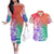 Polynesian Sunset Plumeria Couples Matching Off The Shoulder Long Sleeve Dress and Hawaiian Shirt Pacific Island Tribal Blossom Style LT9 Blossom - Polynesian Pride