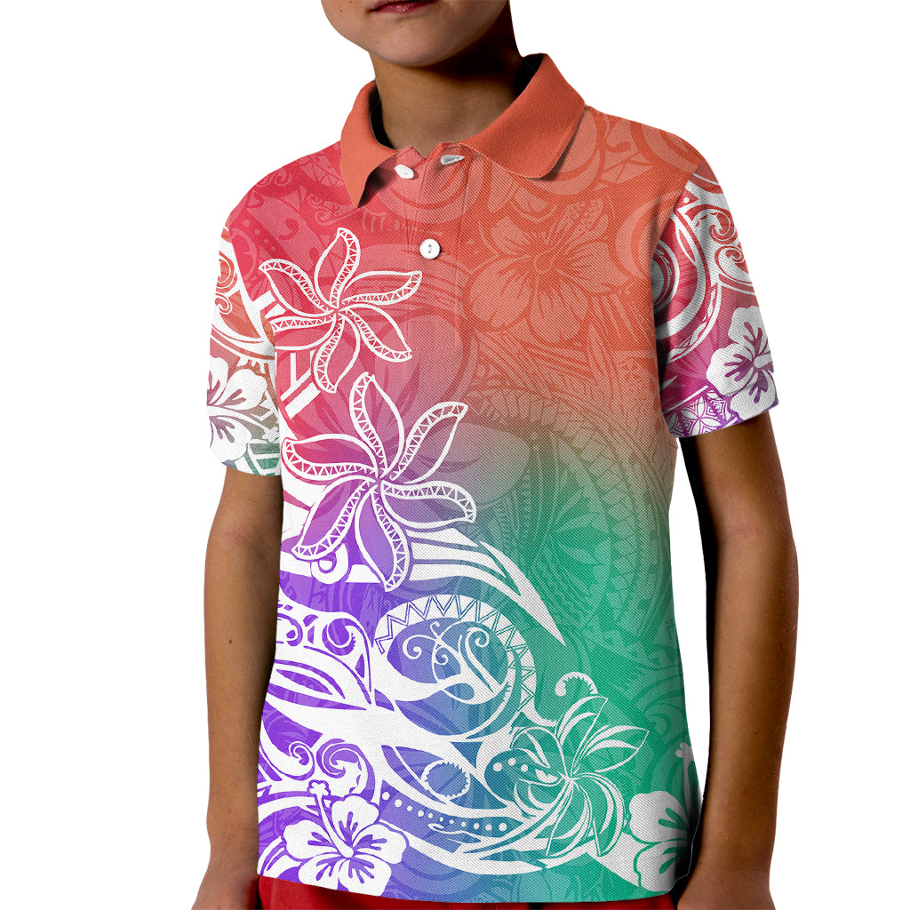 Polynesian Sunset Plumeria Kid Polo Shirt Pacific Island Tribal Blossom Style LT9 Kid Blossom - Polynesian Pride