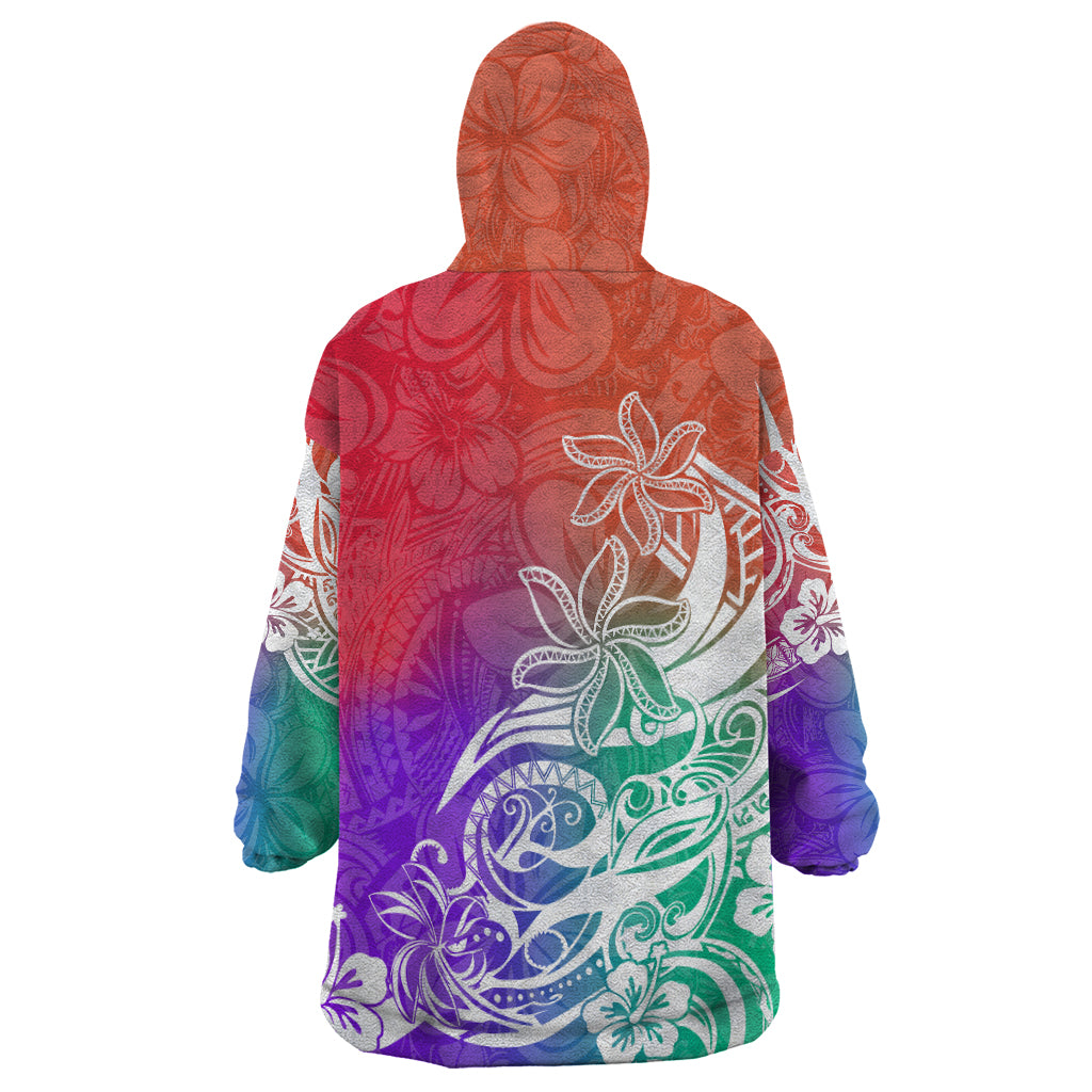 Polynesian Sunset Plumeria Wearable Blanket Hoodie Pacific Island Tribal Blossom Style LT9 - Polynesian Pride