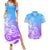 Polynesian Sunset Plumeria Couples Matching Summer Maxi Dress and Hawaiian Shirt Pacific Island Tribal Blue Style LT9 Blue - Polynesian Pride