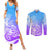 Polynesian Sunset Plumeria Couples Matching Summer Maxi Dress and Long Sleeve Button Shirts Pacific Island Tribal Blue Style LT9 Blue - Polynesian Pride