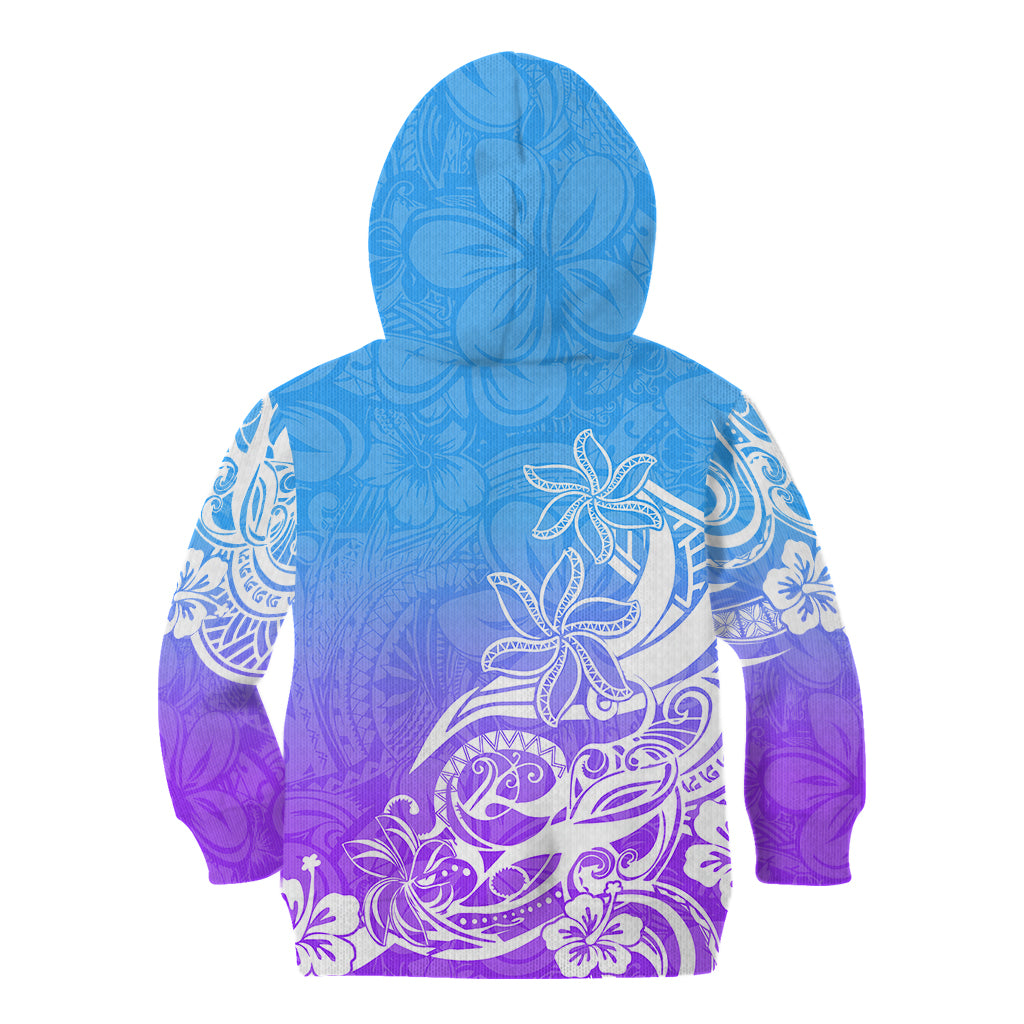 Polynesian Sunset Plumeria Kid Hoodie Pacific Island Tribal Blue Style LT9 - Polynesian Pride
