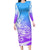 Polynesian Sunset Plumeria Long Sleeve Bodycon Dress Pacific Island Tribal Blue Style LT9 Long Dress Blue - Polynesian Pride