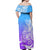 Polynesian Sunset Plumeria Off Shoulder Maxi Dress Pacific Island Tribal Blue Style LT9 - Polynesian Pride