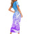 Polynesian Sunset Plumeria Short Sleeve Bodycon Dress Pacific Island Tribal Blue Style LT9 - Polynesian Pride