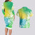 Polynesian Sunset Plumeria Couples Matching Long Sleeve Bodycon Dress and Hawaiian Shirt Pacific Island Tribal Green Style LT9 - Polynesian Pride