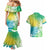 Polynesian Sunset Plumeria Couples Matching Mermaid Dress and Hawaiian Shirt Pacific Island Tribal Green Style LT9 - Polynesian Pride