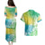 Polynesian Sunset Plumeria Couples Matching Puletasi Dress and Hawaiian Shirt Pacific Island Tribal Green Style LT9 - Polynesian Pride