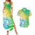 Polynesian Sunset Plumeria Couples Matching Summer Maxi Dress and Hawaiian Shirt Pacific Island Tribal Green Style LT9 Green - Polynesian Pride