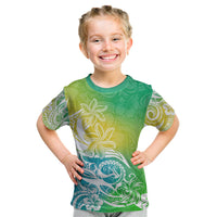 Polynesian Sunset Plumeria Kid T Shirt Pacific Island Tribal Green Style LT9 Green - Polynesian Pride
