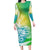 Polynesian Sunset Plumeria Long Sleeve Bodycon Dress Pacific Island Tribal Green Style LT9 Long Dress Green - Polynesian Pride