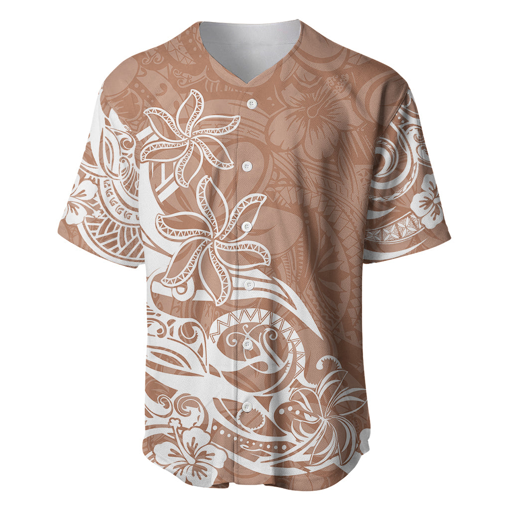 Polynesian Sunset Plumeria Baseball Jersey Pacific Island Tribal Nude Style LT9 Nude - Polynesian Pride