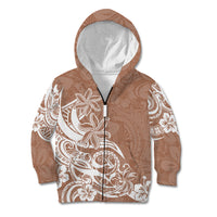 Polynesian Sunset Plumeria Kid Hoodie Pacific Island Tribal Nude Style LT9 Zip Hoodie Nude - Polynesian Pride