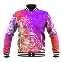 Polynesian Sunset Plumeria Baseball Jacket Pacific Island Tribal Purple Style LT9 Unisex Purple - Polynesian Pride