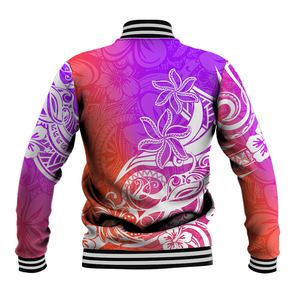 Polynesian Sunset Plumeria Baseball Jacket Pacific Island Tribal Purple Style LT9 - Polynesian Pride