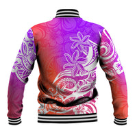 Polynesian Sunset Plumeria Baseball Jacket Pacific Island Tribal Purple Style LT9 - Polynesian Pride