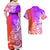 Polynesian Sunset Plumeria Couples Matching Off Shoulder Maxi Dress and Hawaiian Shirt Pacific Island Tribal Purple Style LT9 - Polynesian Pride