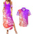 Polynesian Sunset Plumeria Couples Matching Summer Maxi Dress and Hawaiian Shirt Pacific Island Tribal Purple Style LT9 Purple - Polynesian Pride