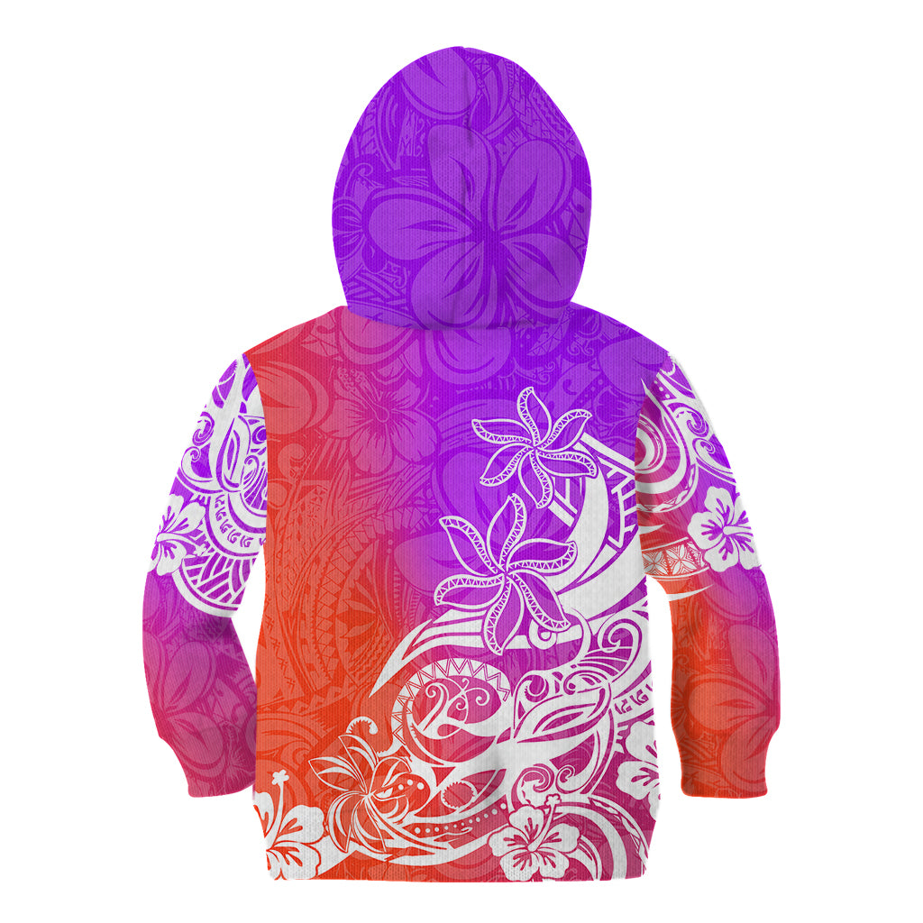 Polynesian Sunset Plumeria Kid Hoodie Pacific Island Tribal Purple Style LT9 - Polynesian Pride