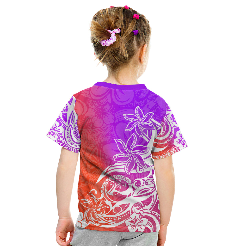 Polynesian Sunset Plumeria Kid T Shirt Pacific Island Tribal Purple Style LT9 - Polynesian Pride