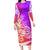 Polynesian Sunset Plumeria Long Sleeve Bodycon Dress Pacific Island Tribal Purple Style LT9 Long Dress Purple - Polynesian Pride