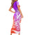 Polynesian Sunset Plumeria Short Sleeve Bodycon Dress Pacific Island Tribal Purple Style LT9 - Polynesian Pride