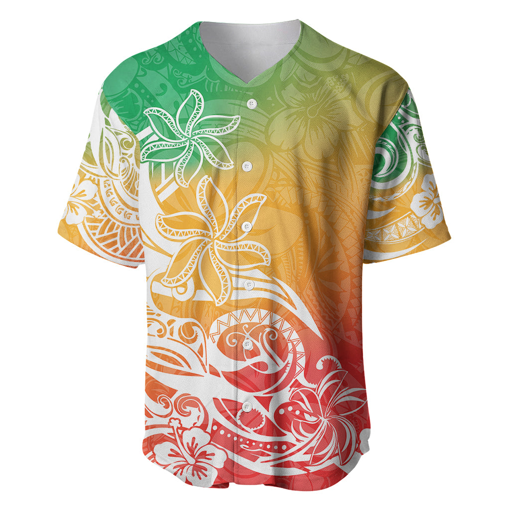 Polynesian Sunset Plumeria Baseball Jersey Pacific Island Tribal Reggae Style LT9 Reggae - Polynesian Pride