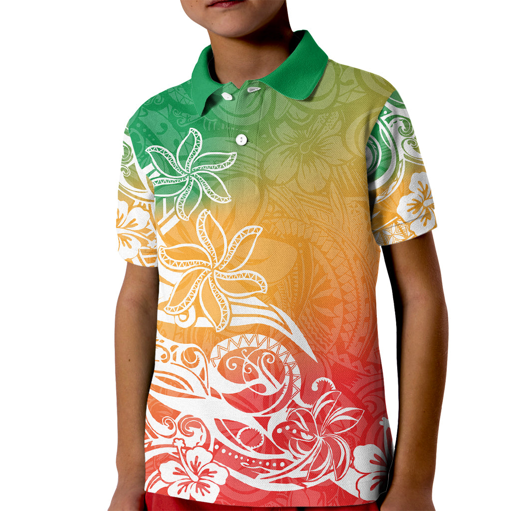 Polynesian Sunset Plumeria Kid Polo Shirt Pacific Island Tribal Reggae Style LT9 Kid Reggae - Polynesian Pride